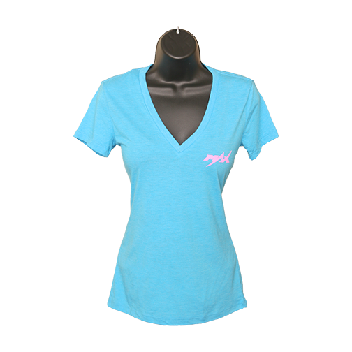 MAX V-Neck T-Shirt - Aqua/Pink
