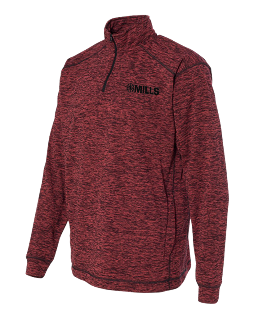 J America Cosmic Fleece 1/4 Zip Pullover - Red Fleck