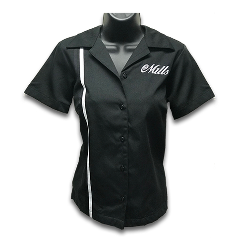 Mills Retro Womens Racer Shirt - Black/White