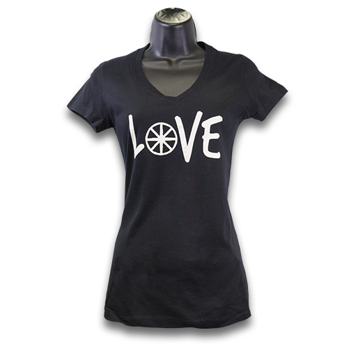 MAG "Love" V-Neck Jersey T-Shirt -Black/White