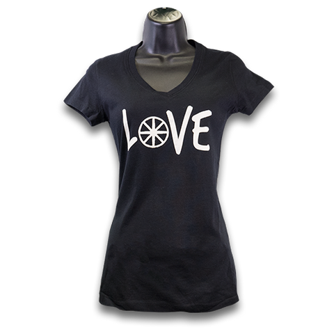 MAG "Love" V-Neck Jersey T-Shirt -Black/White