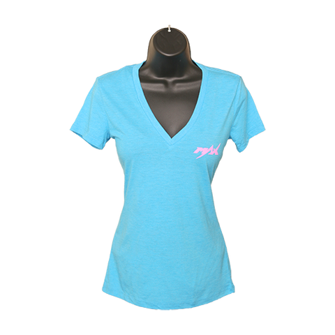 MAX V-Neck T-Shirt - Aqua/Pink