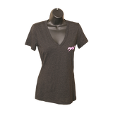 MAX V-Neck T-Shirt - Charcoal/Pink