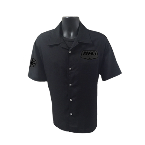 MAG Skull-Dome Button Shirt - Black/Black