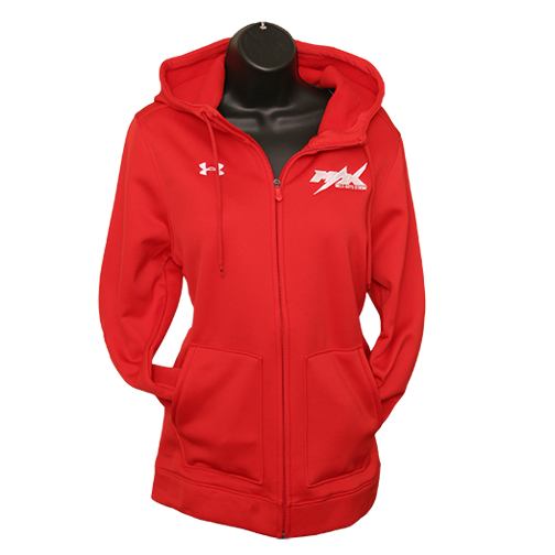 Womens MAX Under Armour Zipper Hoodie, Red
